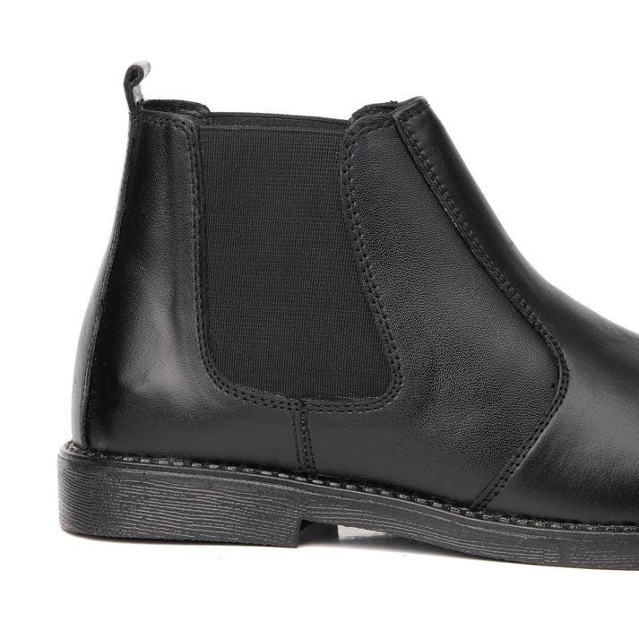 Black Leather Chelsea Boots Classic Slipon Style